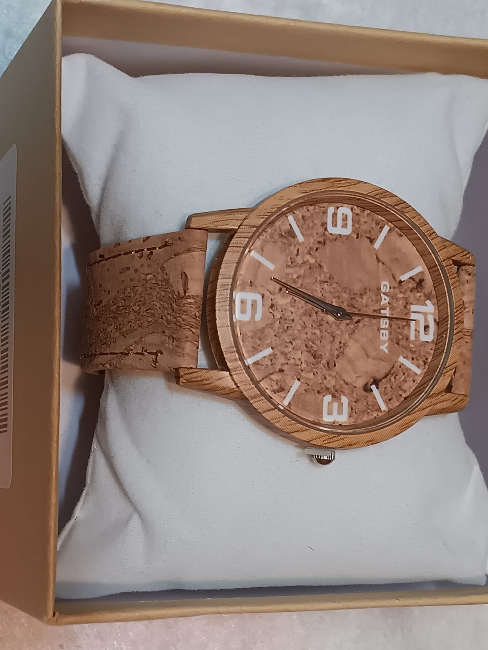 Men's Cork Wood-Style Watch in Natural Tan